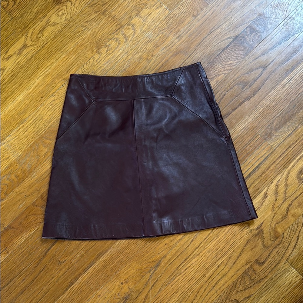 Whistles burgundy Leather Skirt 4